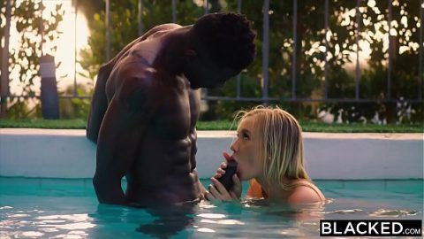 she licked the black cock in the pool